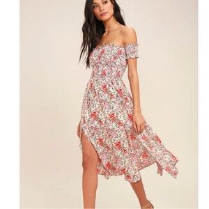Lulu's Off Shoulder Midi Dress